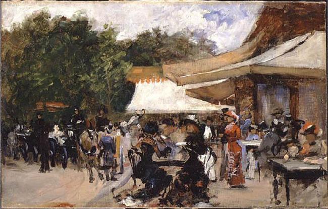 Hugo Birger Outside a Restaurant in the Bois de Boulogne. Study oil painting picture